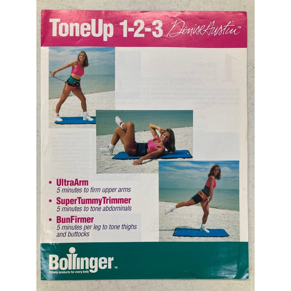 Denise Austin ToneUp 1-2-3 Fitness Program Bollinger 1990s Exercise Pamphlet